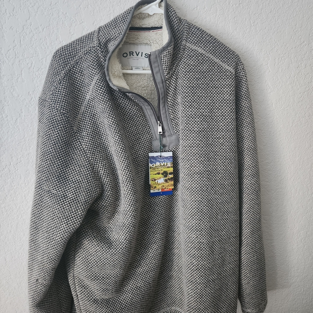 Orvis Sherpa Gray Men's Zip Up Sweater